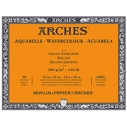 Block Acuarela Arches - 31x41cm - 300gr - Grano Grueso - 20 Hjs