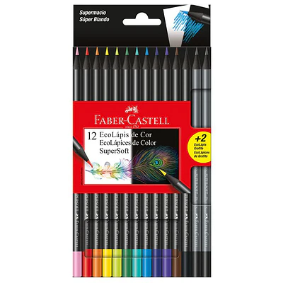Faber Castell - Lapices de Colores Supersoft x12 + 2 Grafitos