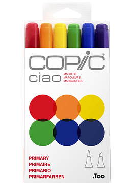 Set Copic Ciao - 6 Marcadores Primary - Colores Primarios
