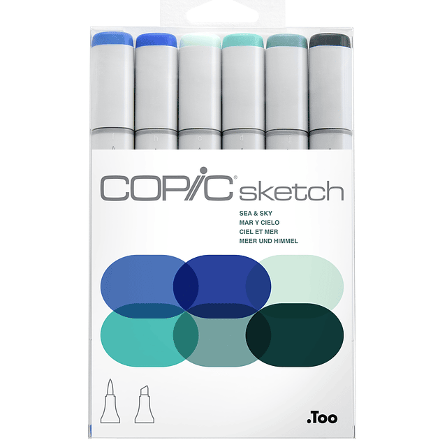 Set Copic Sketch - 6 Marcadores - Colores Mar y Cielo