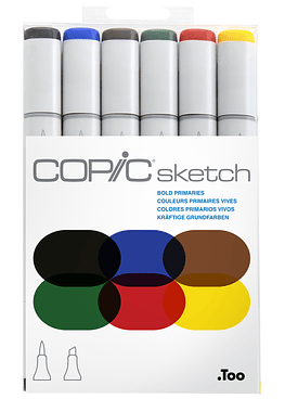 Set Copic Sketch - 6 Marcadores - Colores Primarios Vivos