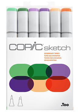 Set Copic Sketch - 6 Marcadores - Colores Secundarios