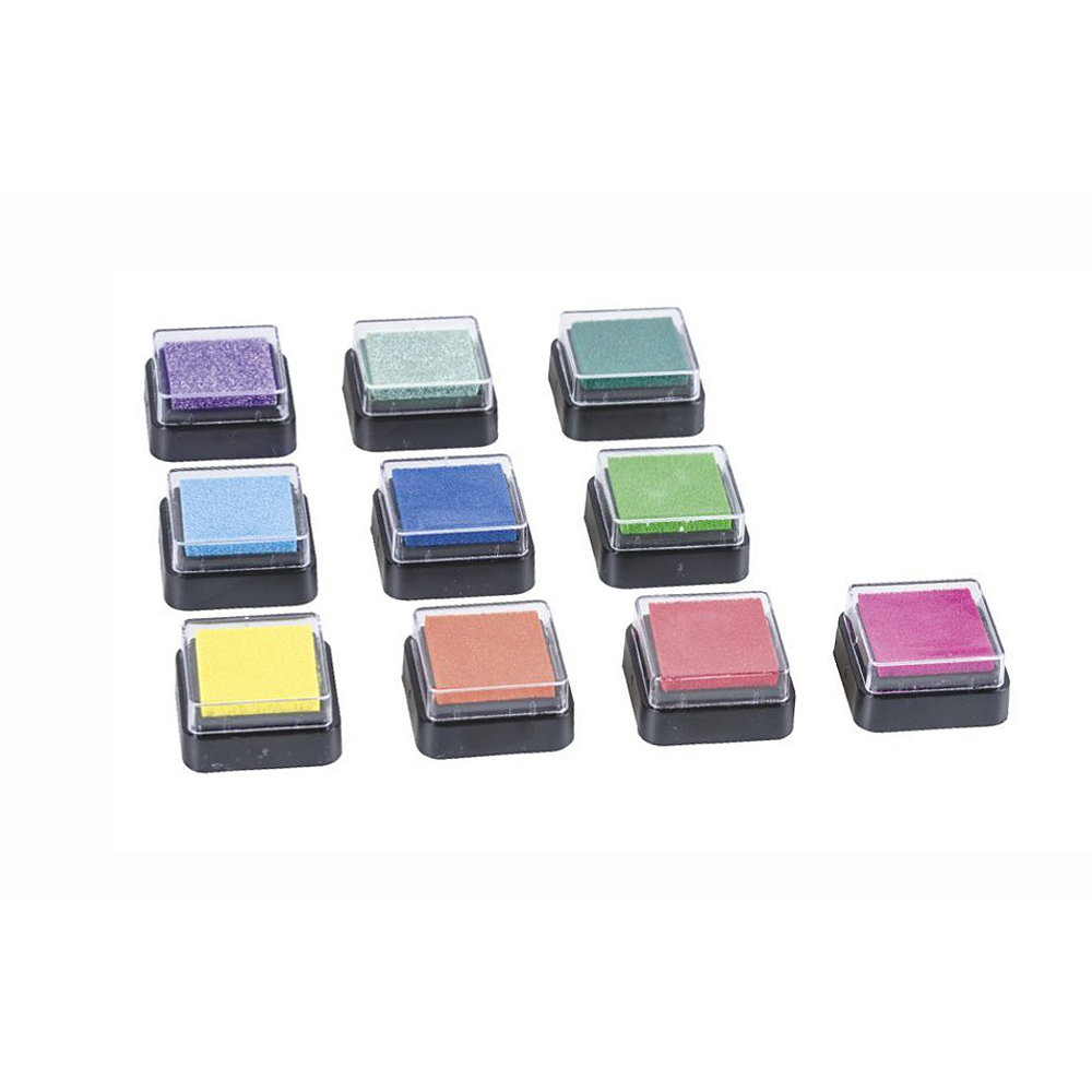 Heyda - Set 10 Mini Tampones de Tinta para Timbres - Tonos Arcoiris.