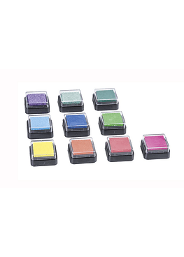 Heyda - Set 10 Mini Tampones de Tinta para Timbres - Tonos Arcoiris.