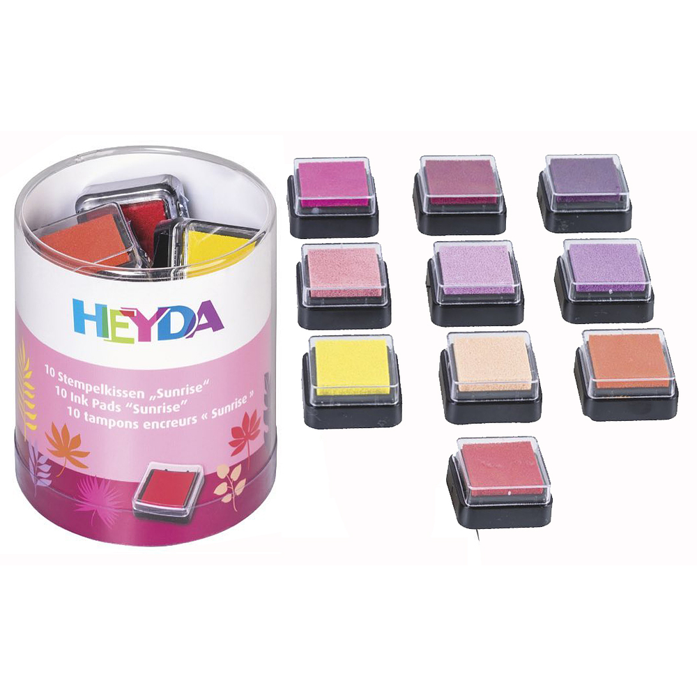 Heyda - Set 10 Mini Tampones de Tinta para Timbres - Tonos Amanecer