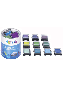 Heyda - Set 10 Mini Tampones de Tinta para Timbres - Tonos Agua