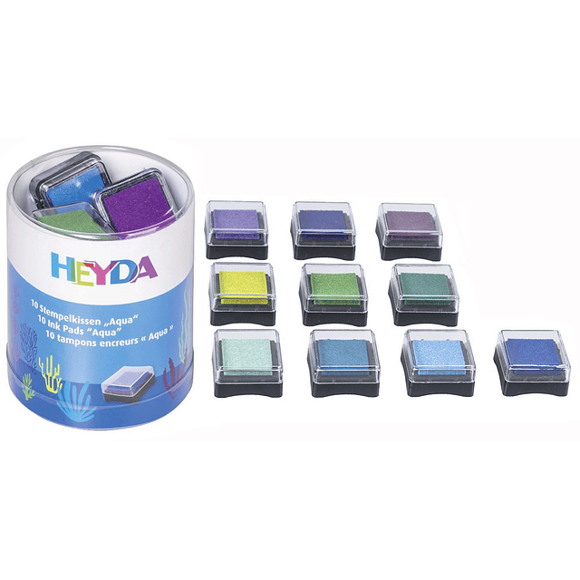 Heyda - Set 10 Mini Tampones de Tinta para Timbres - Tonos Agua