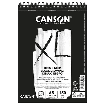 Canson - Croquera Negro - A5 (14,8 x 21 cm) - 20 Hojas - 150 Gr