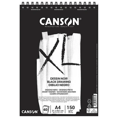 Canson - Croquera Negro - A4 (21 x 29,7 cm) - 40 Hojas - 150 Gr