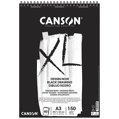 Canson - Croquera Negro - A3 (29,7 x 42 cm) - 40 Hojas - 150 Gr