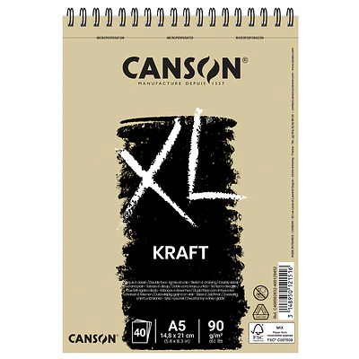 Canson - Croquera Kraft - A5 (14,8 x 21 cm) - 40 Hojas - 90 Gr