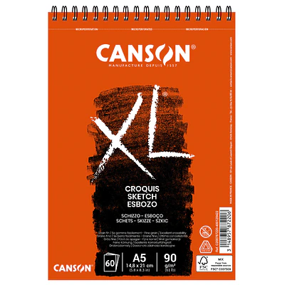 Canson - Croquera Croquis - A5 (14,8 x 21 cm) - 60 Hojas - 90 Gr