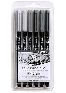 Lapices Punta Pincel - Aqua Brush Duo 6 Colores Grises