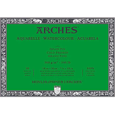 Arches - Block Acuarela - 18x26cm - 300gr - Grano Fino - 20 Hjs