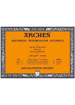 Block Acuarela Arches - 18x26cm - 300gr - Grano Grueso - 20 Hjs
