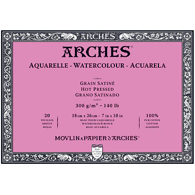Arches - Block Acuarela - 18x26cm - 300gr - Grano Satinado - 20 Hjs
