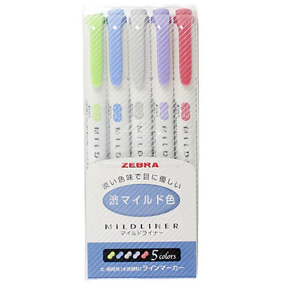 Destacadores Doble Punta Mildliner - Colores Frios - 5 Un