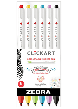 Marcador Retractil ClickArt - 6 Un