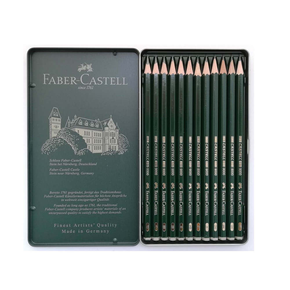 Set 12 Lápices Grafito Faber Castell 9000 - 5B-5H