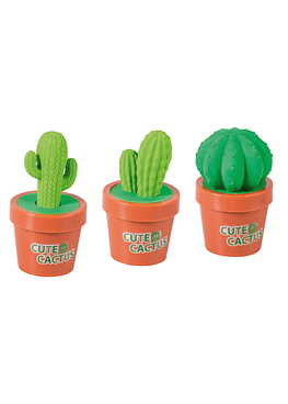 Sacapunta Doble con Goma - Diseño Cactus