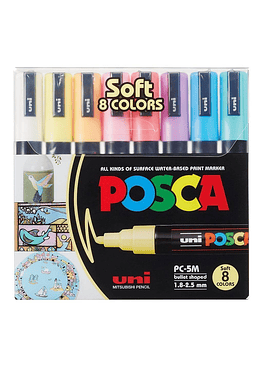 Set Marcadores Posca 5M - 8 Colores Pasteles