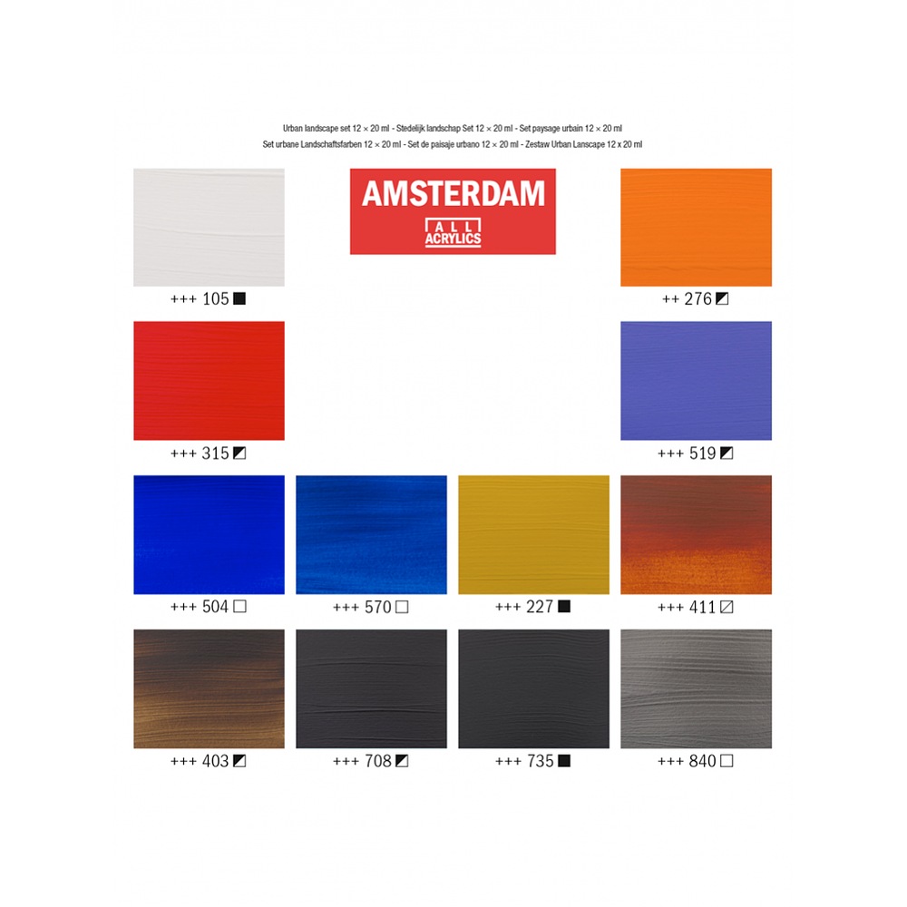 Acrílicos Amsterdam - Set 12 Colores Urbanos - 20ml