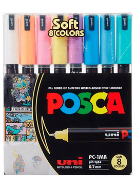 Set Marcadores Posca 1M - 8 Colores Pasteles