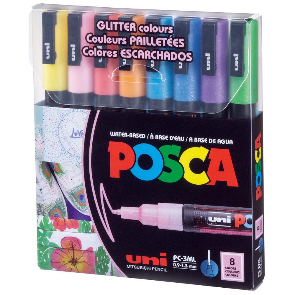 Set Marcadores Posca 3M - 8 Colores Glitter