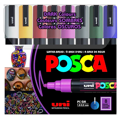 Posca - Marcadores Posca 5M - 8 Colores Oscuros