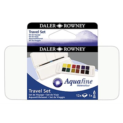 Daler and Rowney - Acuarelas Aquafine Travel - 12 Colores + Pincel