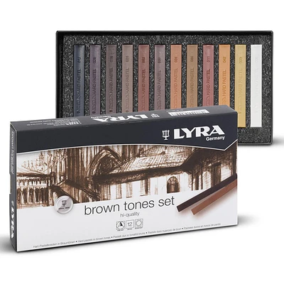 Lyra - Polycrayons - Set 12 Pasteles Seco - Tonos Cafes