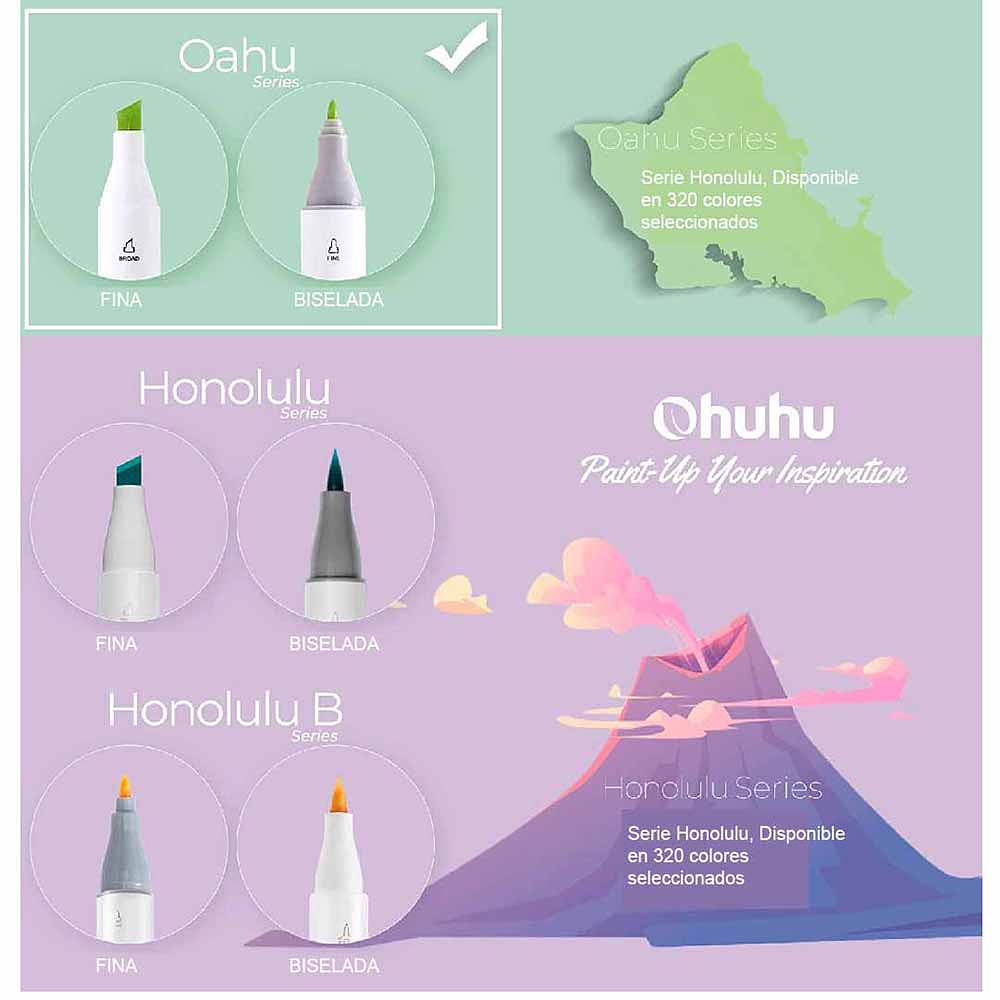 Ohuhu Oahu - Set 40 marcadores de alcohol + 1 Blender - Dobl