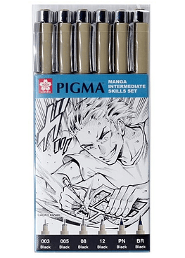 Set Sakura Pigma Micron - 6 Tiralíneas Tonos Intermedios.