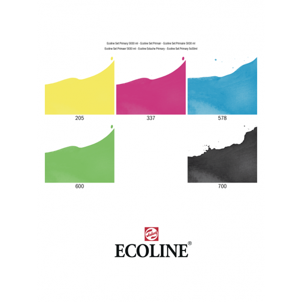 Acuarela Líquida Ecoline Con Gotero - Set 5 Colores