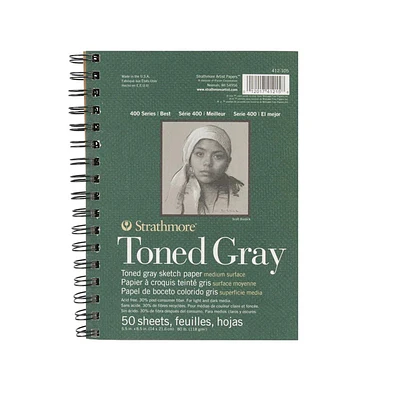 Strathmore - Croquera Dibujo - Toned Gray - 118gr - 14 X 21.6 CM - 50HJS