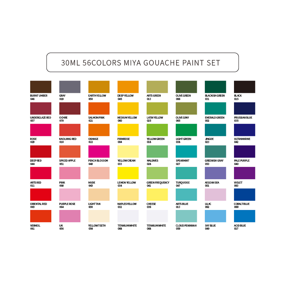 Miya Gouache Jelly Cup - 56 Colores + 30 ML - Blanca