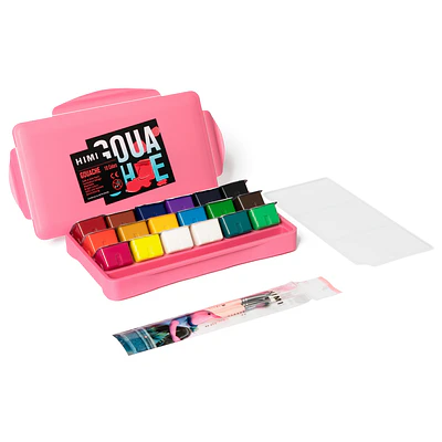 Himi - Gouache 18 Colores - 30 ML - 3 Pinceles - Rosada