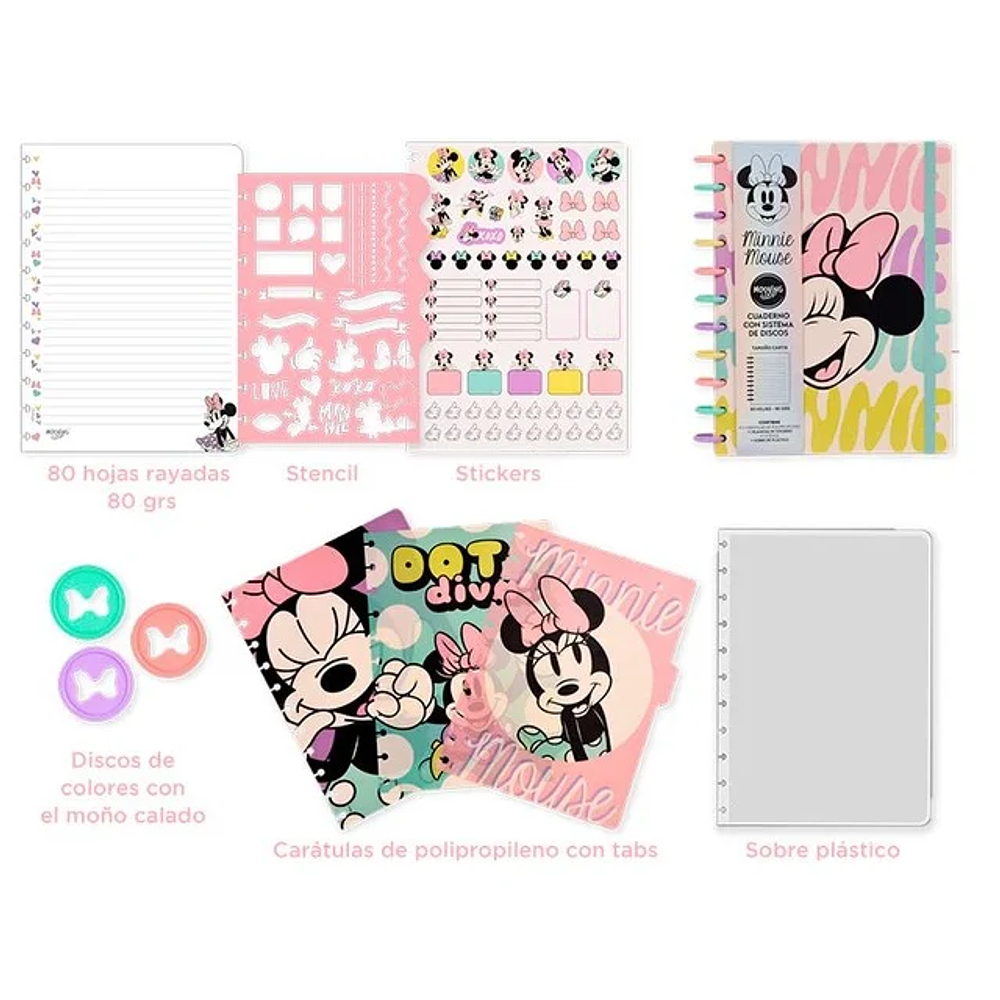 Cuadernos Mooving Loop a Discos - 20.8x28cm - Minnie Mouse