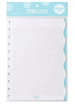 Hojas de Repuesto de Cuadernos Mooving Loop a Discos - 20.8x28cm - Cuadriculado