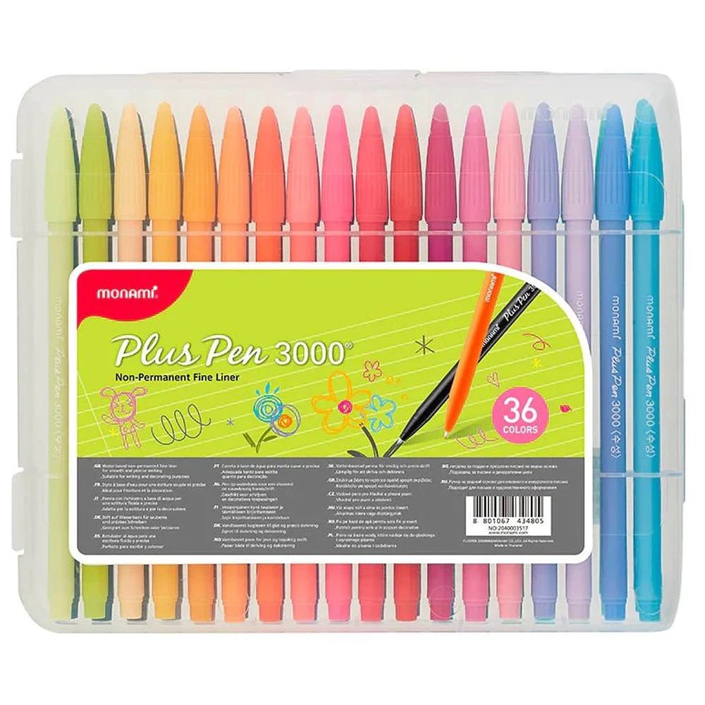 Marcadores Monami Plus Pen 3000 - 36 Colores
