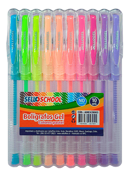 Set Lapices Gel - 10 Colores Pasteles