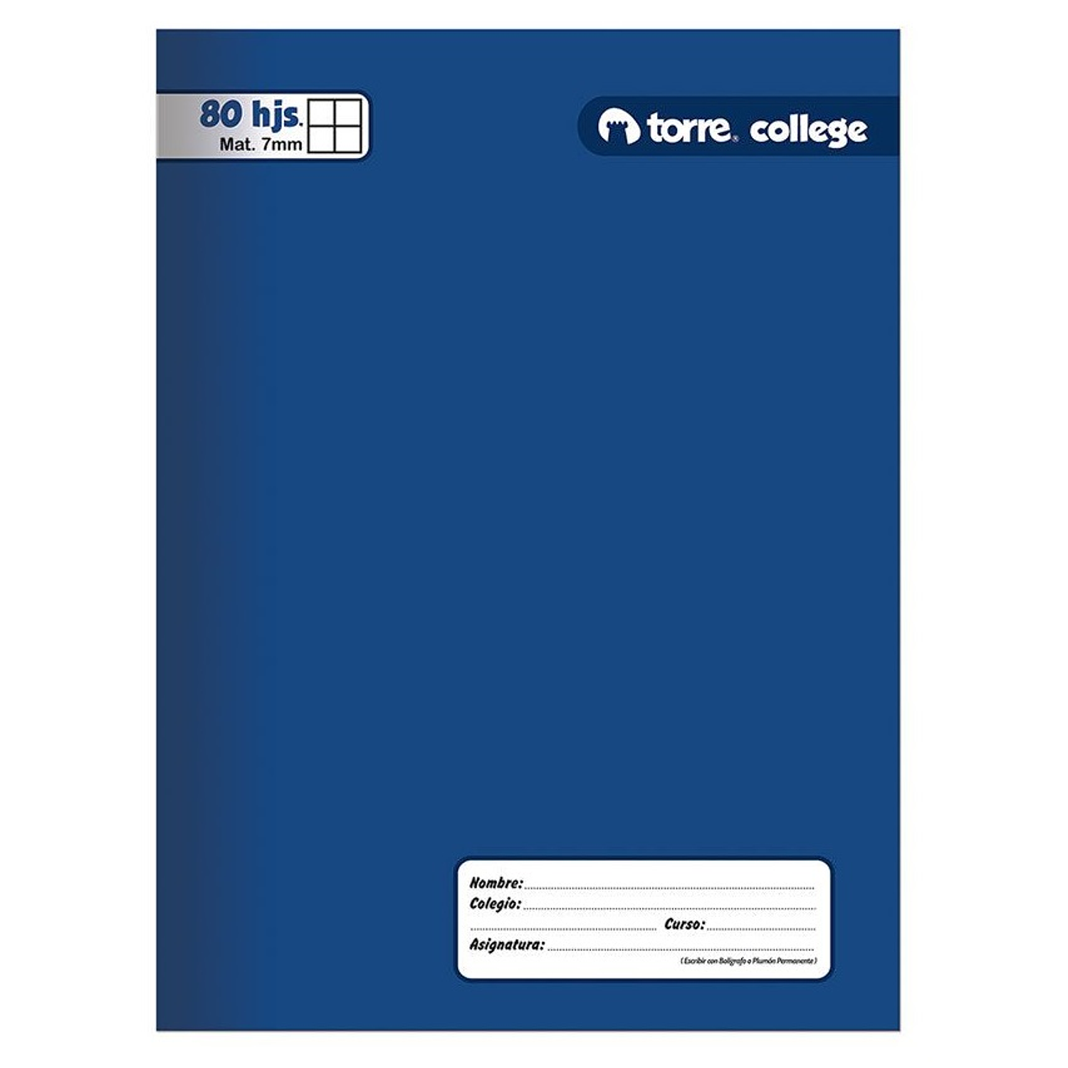 Cuaderno College Liso 7Mm. 80Hjs. Torre