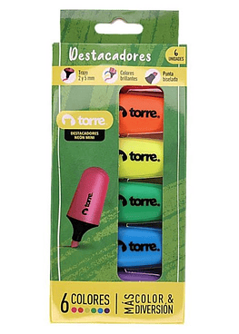 Destacadores Neon Mini 6 Colores Torre