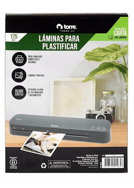 Laminas Plastificar Carta 175 Mic Torre 100 Uni 