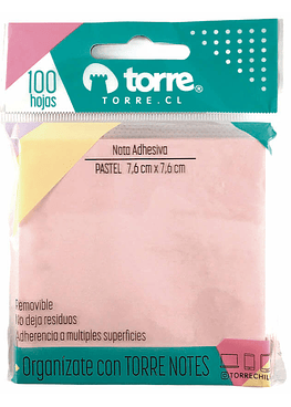 Torre Notes Rosa Pastel 7,6X7,6Cm 100H