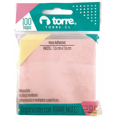 Torre - Notas Adhesivas Rosa Pastel 7,6X7,6Cm 100H