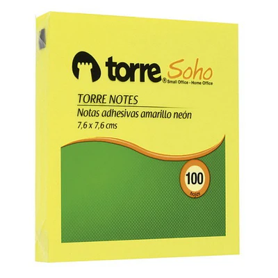 Torre - Notas Adhesivas Amarillo Neon 7,6X7,6Cm 100H