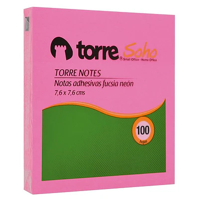 Torre - Notas Adhesivas Fucsia Neon 7,6X7,6 Cm 100H