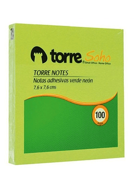 Torre Notes Verde Neon 7,6X7,6 Cm 100 Hj