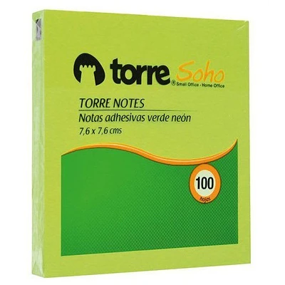 Torre - Notas Adhesivas Verde Neon 7,6X7,6 Cm 100 Hj
